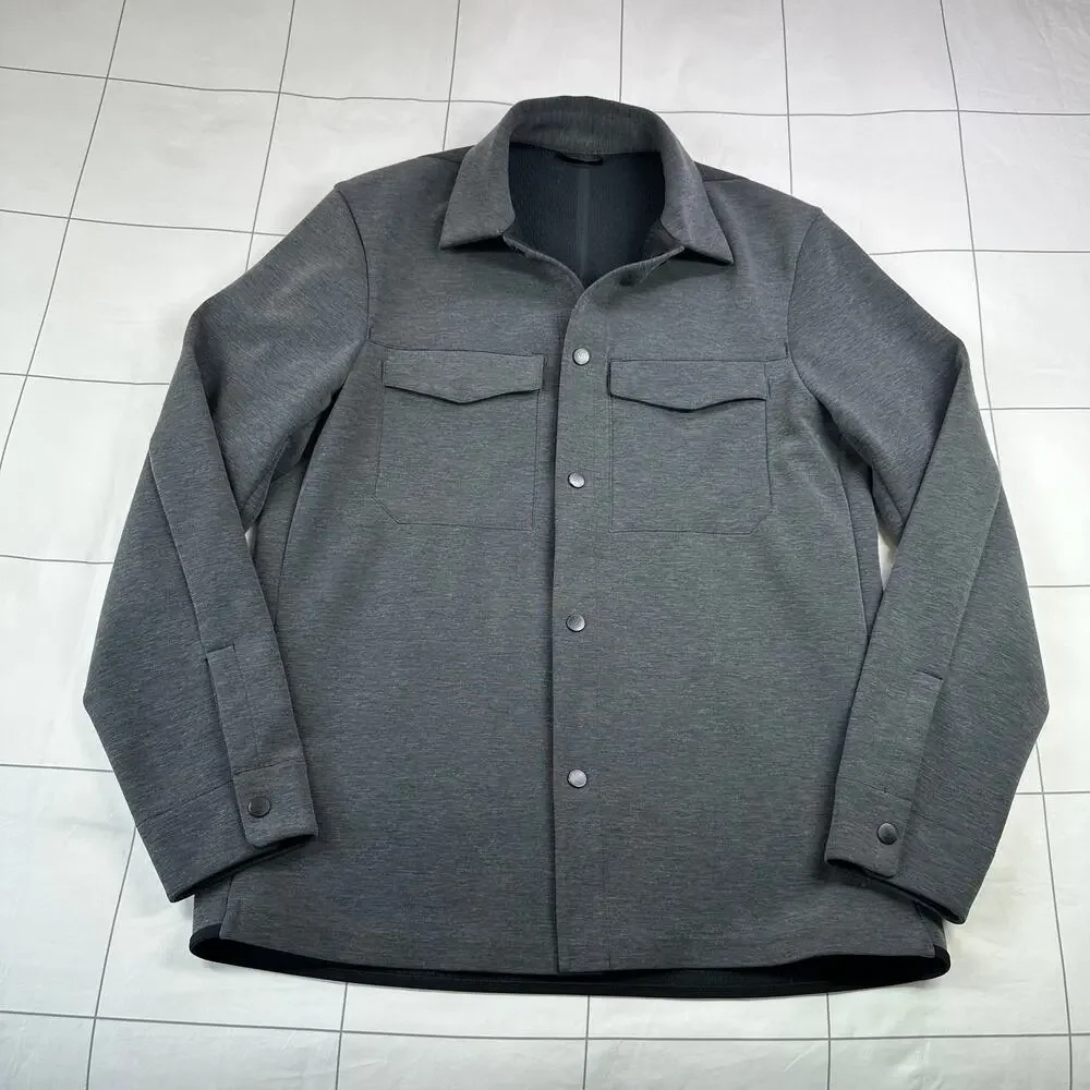 Lululemon Shirt Jacket Mens XS Gray Gridliner Fleece Overshirt Commute City Snap